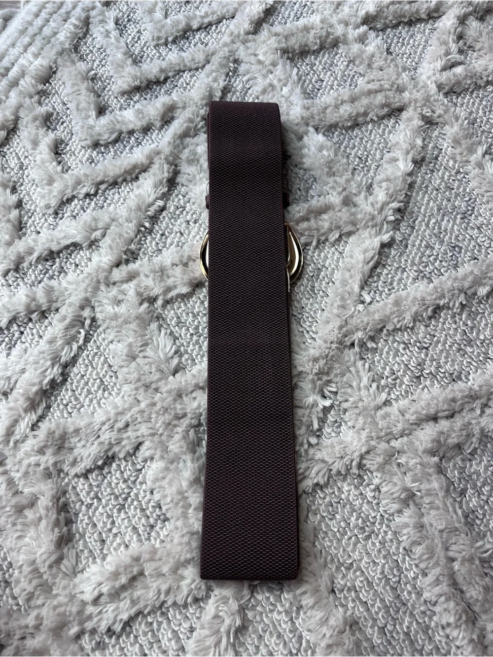 Women’s Wide Brown Leather Elastic Belt with Gold Buckle